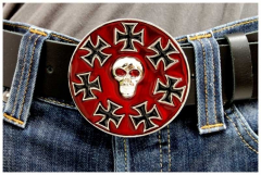 Belt Buckle Iron Cross & Skull