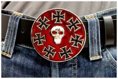 Belt Buckle Iron Cross & Skull