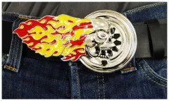 Belt Buckle Flaming Skull