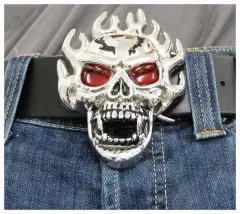Belt Buckle Burning Skull