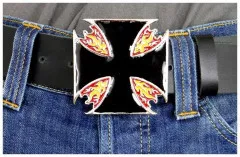 Belt Buckle Burning Iron Cross