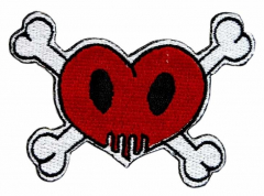 Embroidered Patch Heart Skull