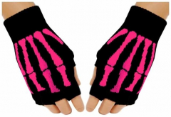 Fingerlose Handschuhe Pink Skeleton Hand
