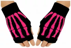 Fingerless Gloves Pink Skeleton Hand