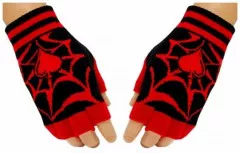 Fingerless Gloves Red Web Ace