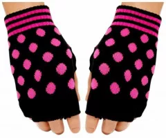 Fingerless Gloves Pink Polka Dots