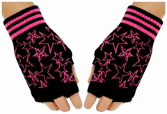 Fingerlose Handschuhe Pink Stars