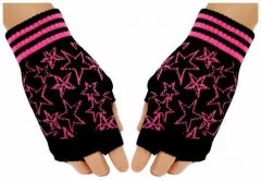 Fingerless Gloves Pink Stars