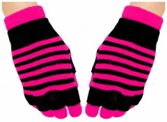 2in1 Gloves Neon Pink Stripes