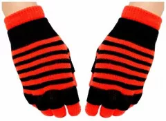 2in1 Gloves Neon Orange Stripes