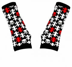 Hand warmer Gloves with Skull Puzzle Pattern