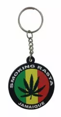 Black Smoking Rasta Rubber Keyring