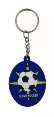I love Soccer Blue Rubber Keyring
