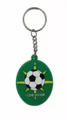 I love Soccer Green Rubber Keyring
