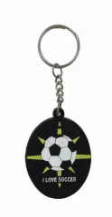 I love Soccer Black Rubber Keyring