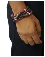 Kokos Kette Lila Rosa Weiß Braun