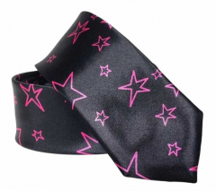 Schwarze Krawatte mit Pinken Sternen