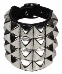 Leather Wristband Pyramid Studs