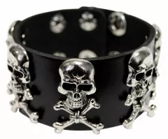 Armband mit Totenkopfnieten | Kunstlederarmband