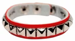 Wristband Red Pyramid Studs
