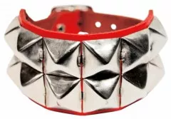 2 Row Pyramid Studded Wristband Red
