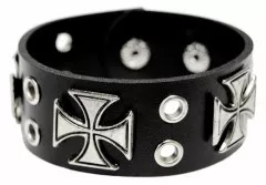 Wristband Black Cross Studs - Width 4.4 cm