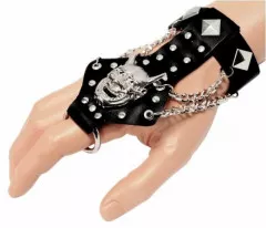 Grinning Demon Wristband with Finger Ring