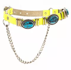 Leather Bootstrap - Blue Stones