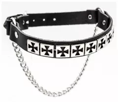 Leather Bootstrap - Iron Cross Studs