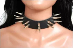 Conenieten 3 cm 2-reihig Leder Choker