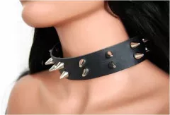 Cone Studs 1.5 cm 2-row Leather Choker