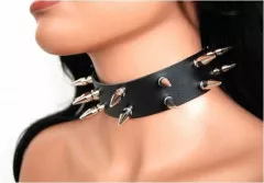 Killer Studs 2.5 cm 2-row Leather Choker