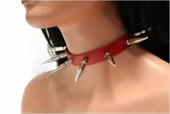 Killernieten 4,5 cm (Rot) Leder Choker