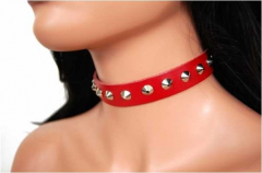 Pointed Studs (Red) Leather Choker