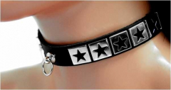 Stars with Ring Leather Choker