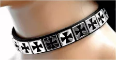 Iron Cross Leather Choker