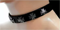 Iron Crosses Leather Choker