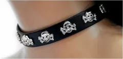 Skulls Leather Choker