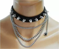 Killer Studs and Chains Faux Leather Choker