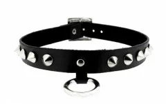 Ring and Pointed Studs Faux Leather Choker