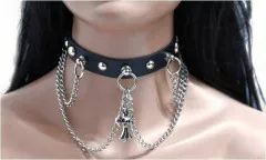 Chain and Cross Faux Leather Choker