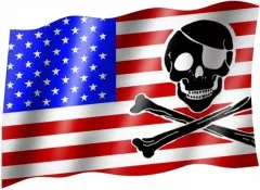 USA & Pirate Skull - Fahne