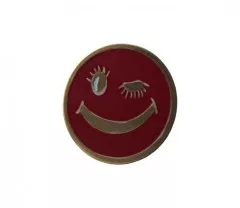 Pin Badge Red Happy Face