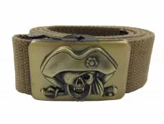 Beige Canvas Belt Skull