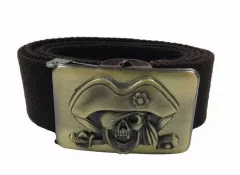 Brown Canvas Belt Pirate Skull