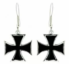 Iron Crosses Black Earrings