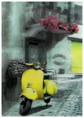 3D Poster Yellow Retro Roller