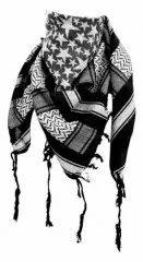 Tactical Shemagh Scarf Black and White with Stars