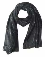 Cotton Polyester Scarf Black & Silver