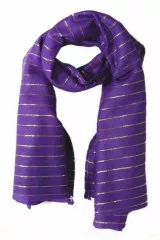 Cotton Polyester Scarf Violet & Gold